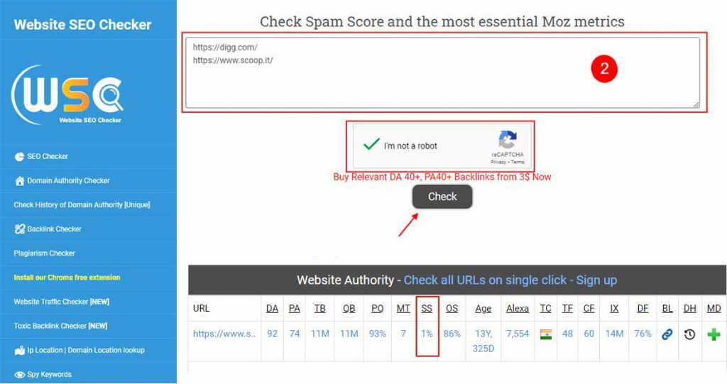 spam-score checker result screenshot